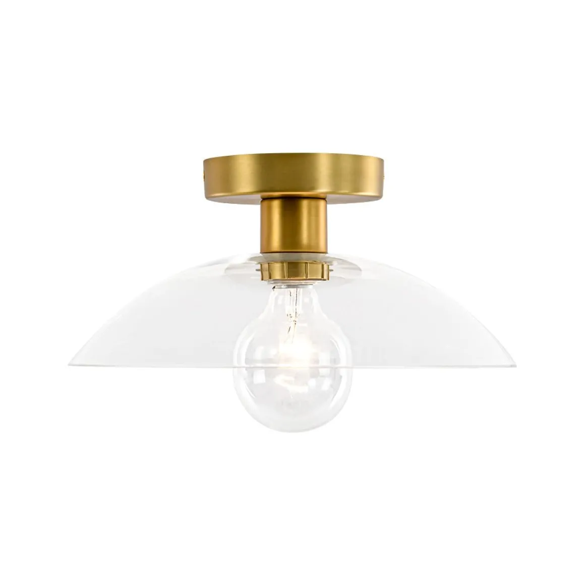 Minimalist 1-Light Clear Glass Saucer Semi Flush Mount