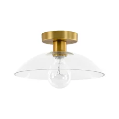 Minimalist 1-Light Clear Glass Saucer Semi Flush Mount