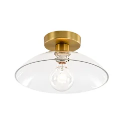 Minimalist 1-Light Clear Glass Saucer Semi Flush Mount