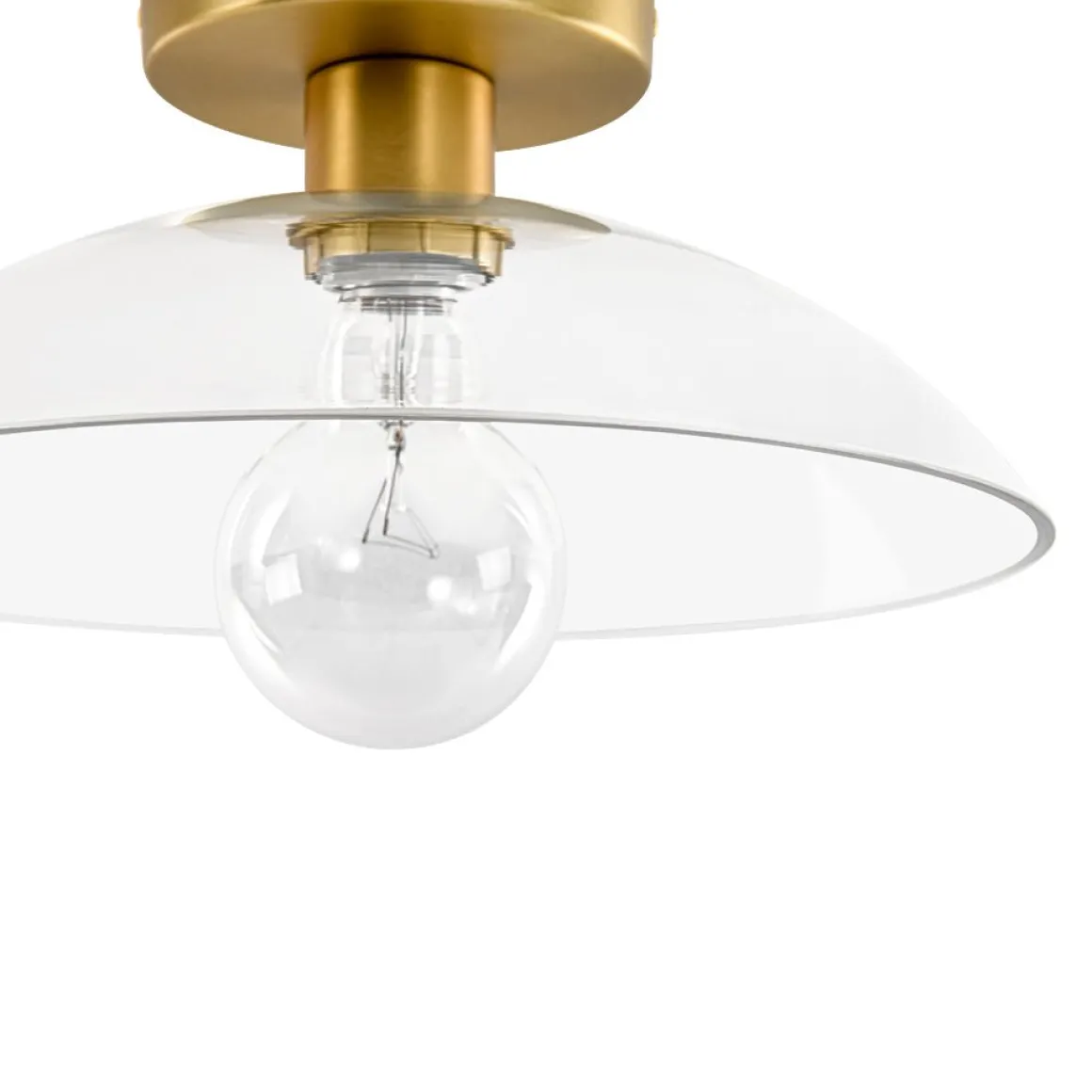 Minimalist 1-Light Clear Glass Saucer Semi Flush Mount
