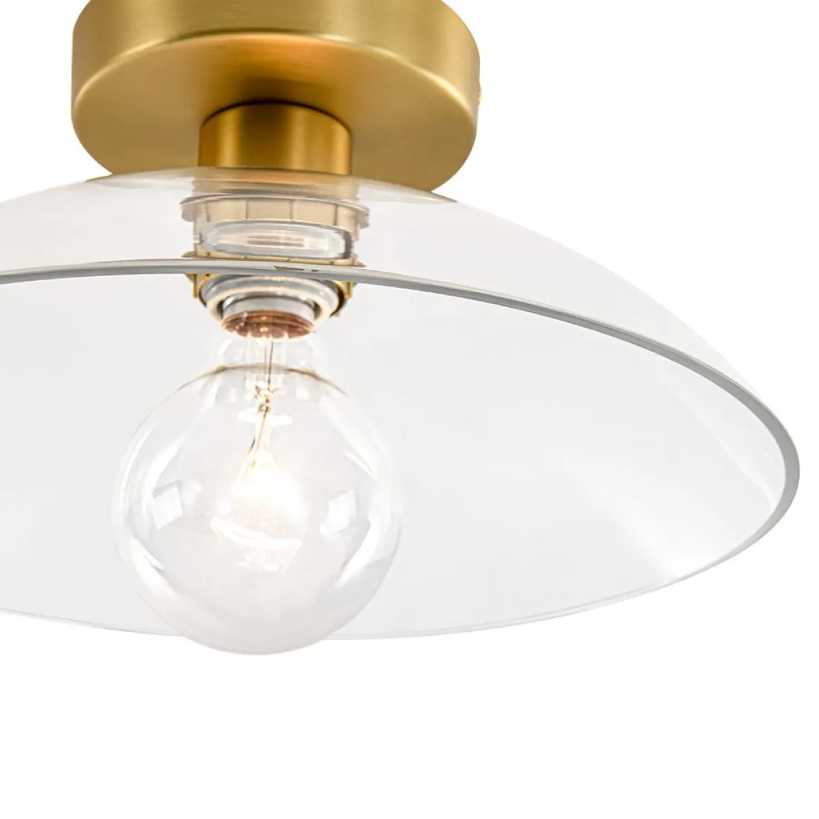 Minimalist 1-Light Clear Glass Saucer Semi Flush Mount