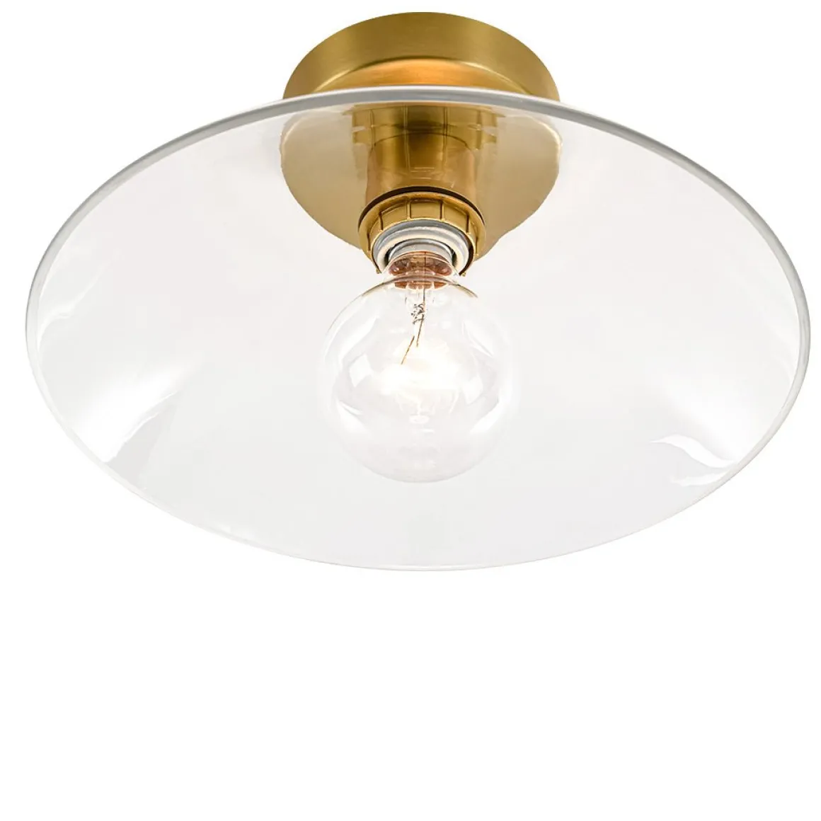 Minimalist 1-Light Clear Glass Saucer Semi Flush Mount