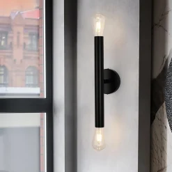 Minimalist 2-Light Linear Tube Vanity Wall Sconce