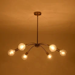 Minimalist 6-Light Metal Round Sputnik Swoop Chandelier