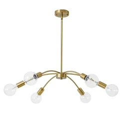 Minimalist 6-Light Metal Round Sputnik Swoop Chandelier