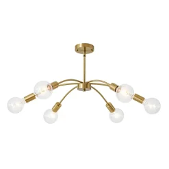 Minimalist 6-Light Metal Round Sputnik Swoop Chandelier