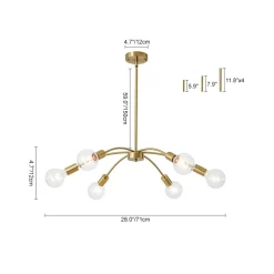 Minimalist 6-Light Metal Round Sputnik Swoop Chandelier