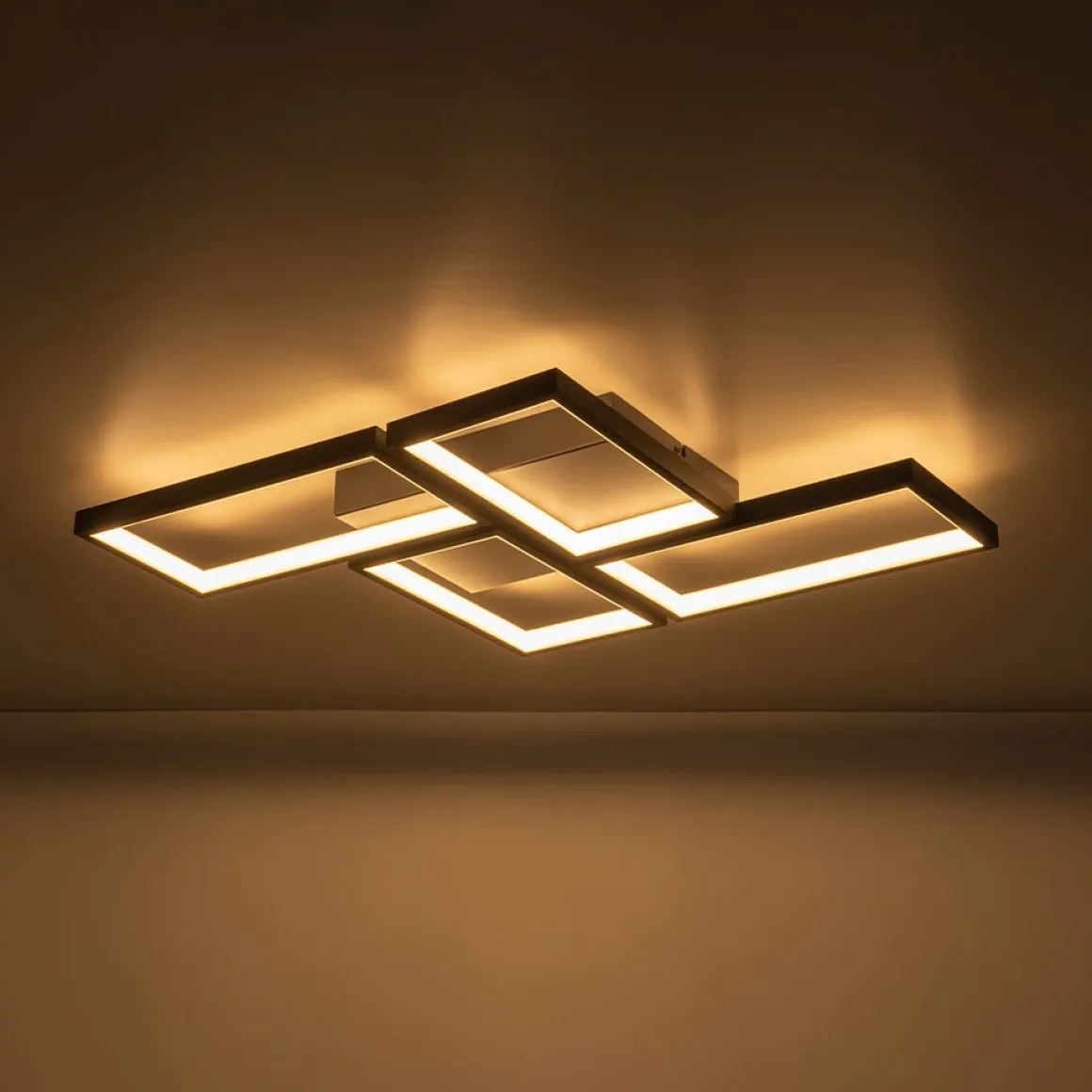 Minimalist 4-light Rectangular Dimmable LED Semi Flush Mount