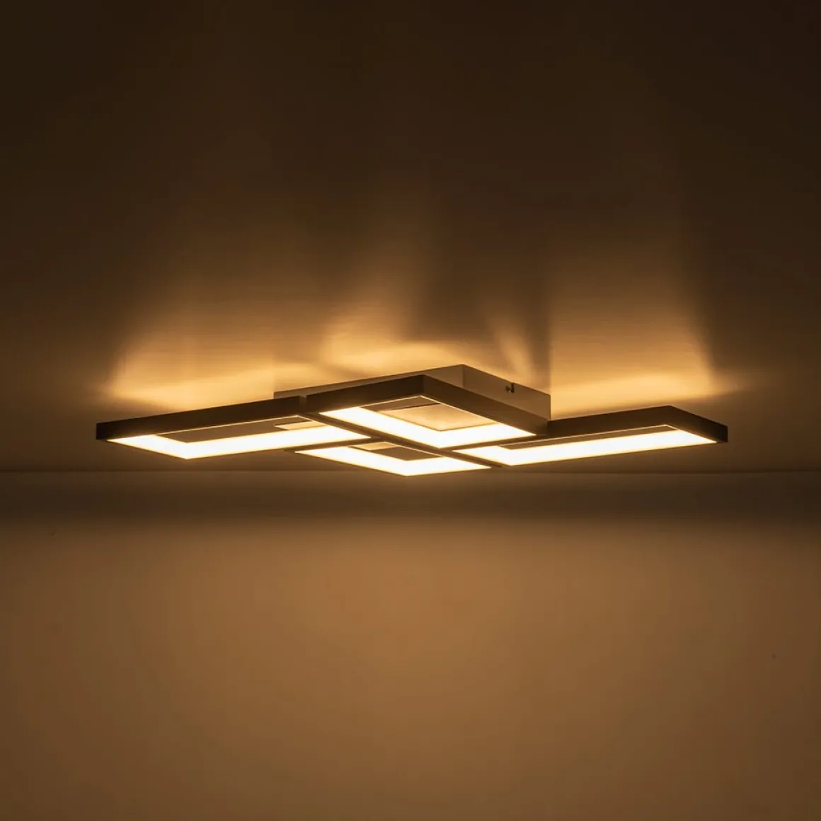 Minimalist 4-light Rectangular Dimmable LED Semi Flush Mount