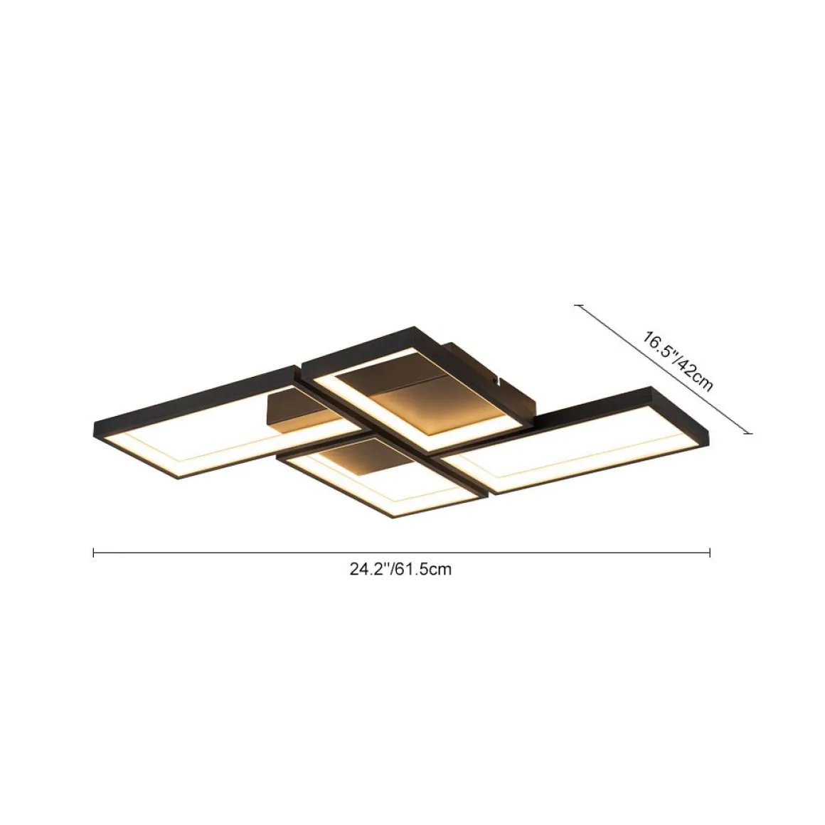 Minimalist 4-light Rectangular Dimmable LED Semi Flush Mount