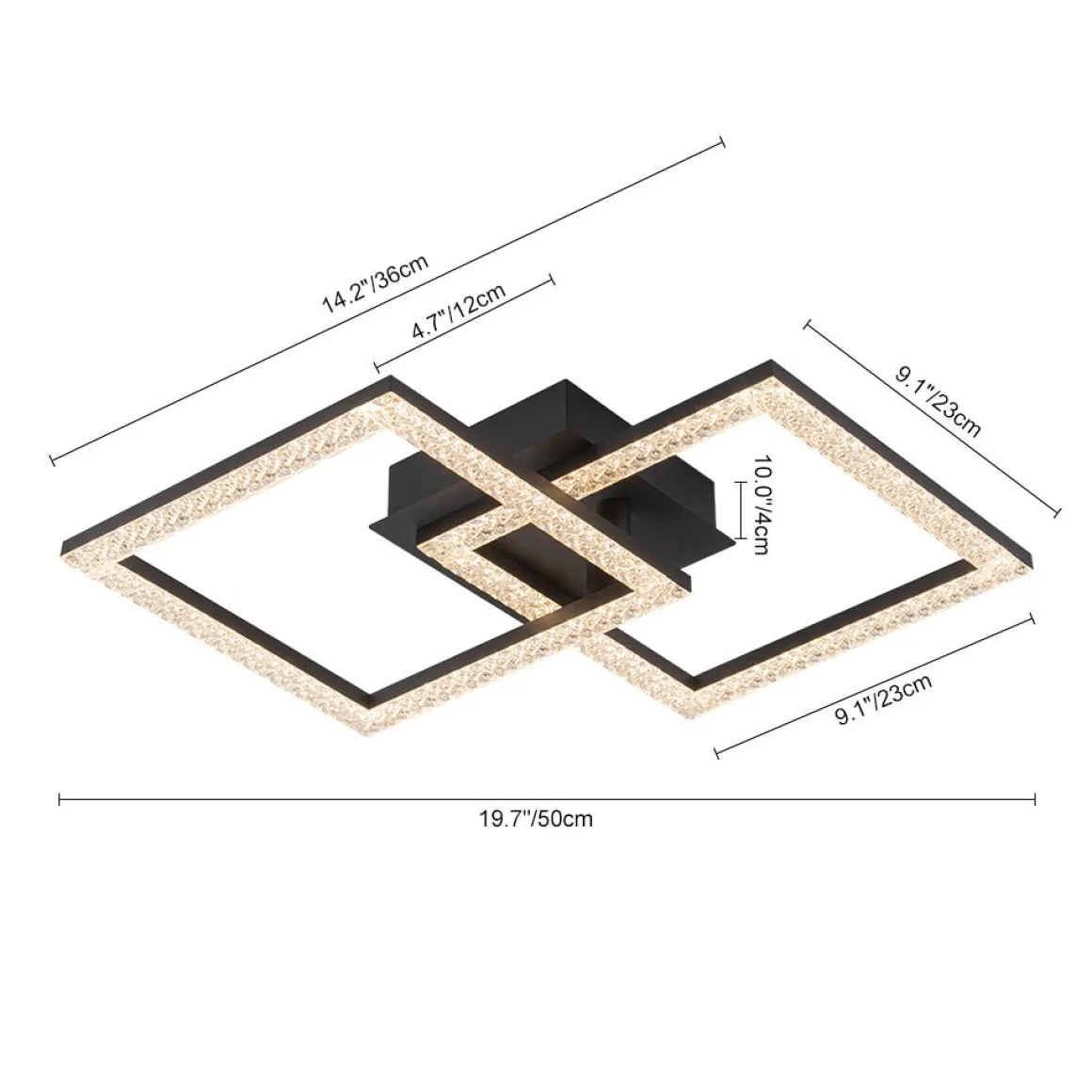 Minimalist 2-light Square Dimmable LED Semi Flush Mount