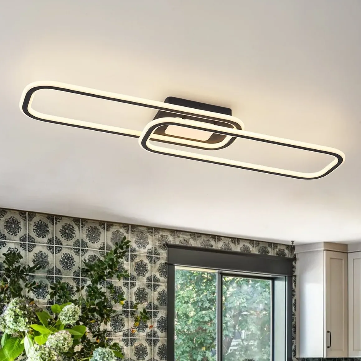Minimalist Linear Rectangular Ring Dimmable LED Ceiling Light