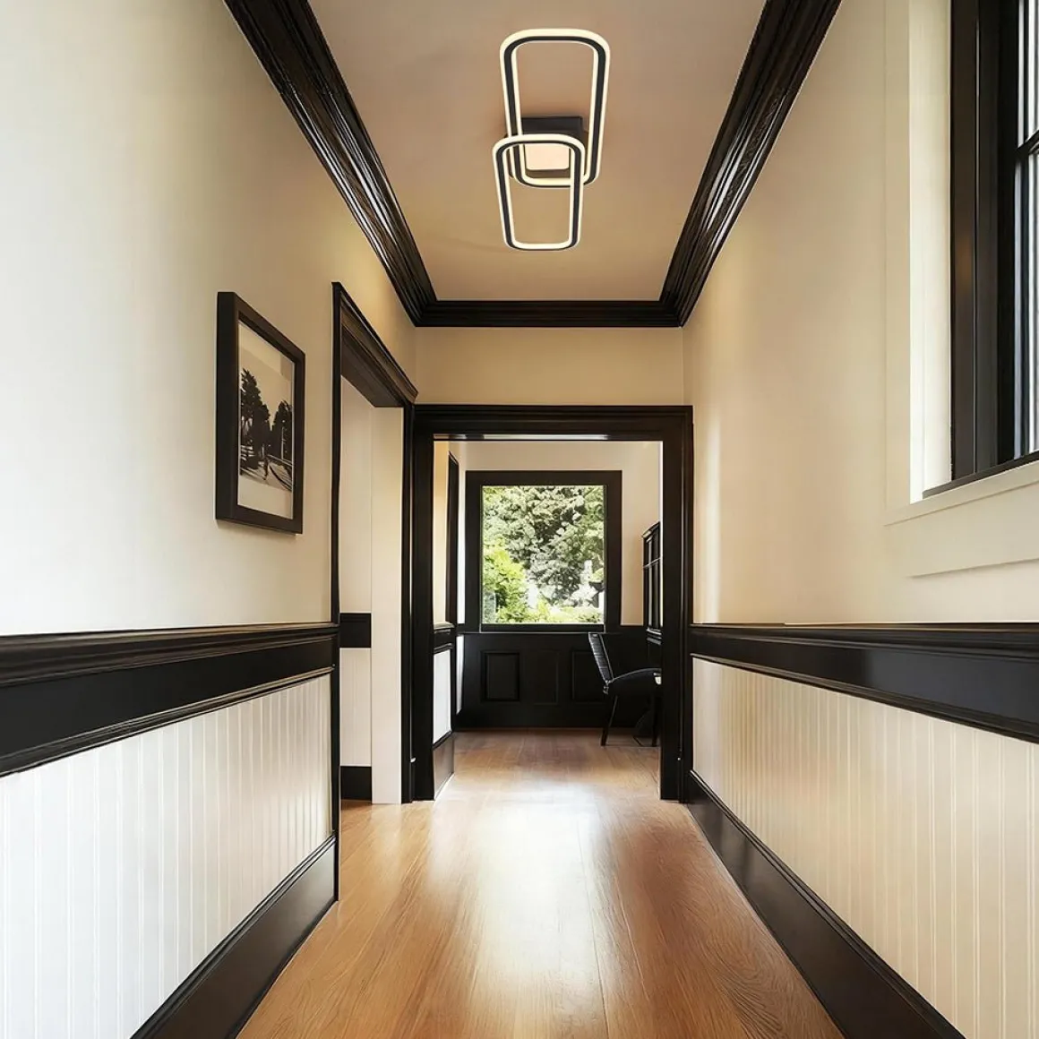 Minimalist Linear Rectangular Ring Dimmable LED Ceiling Light