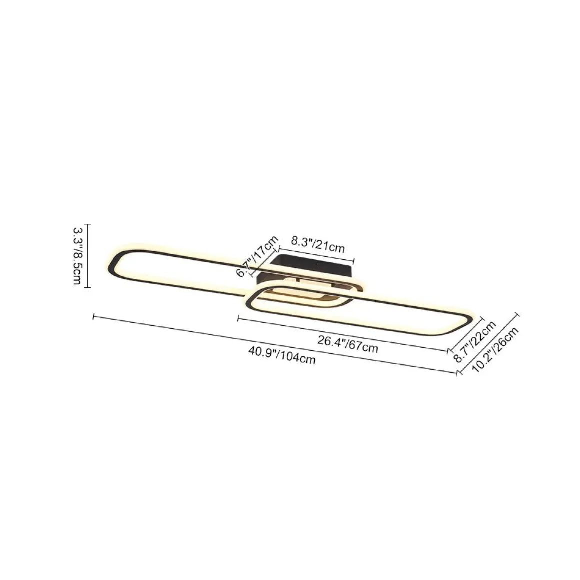 Minimalist Linear Rectangular Ring Dimmable LED Ceiling Light