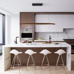 Minimalist Linear Wood Dimmable LED Island Pendant