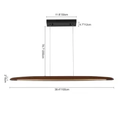 Minimalist Linear Wood Dimmable LED Island Pendant