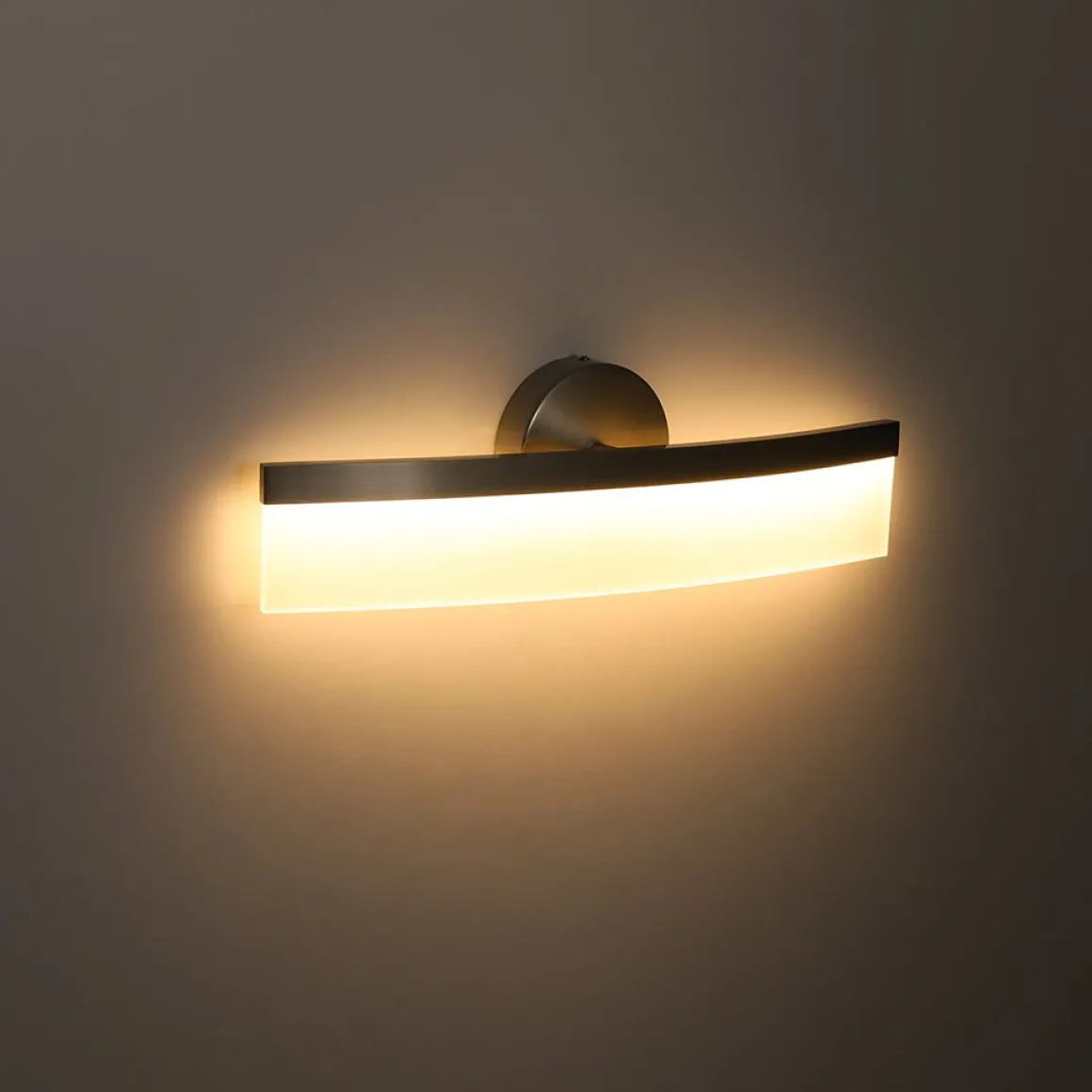 Minimalist Nickel Arched Dimmable LED Vanity Wall Light
