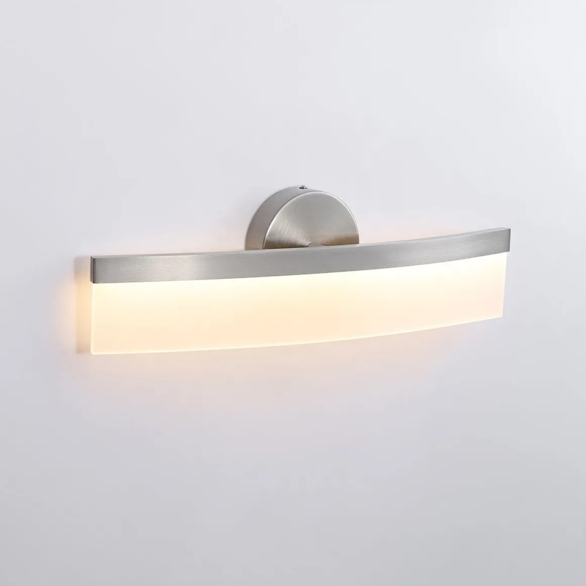 Minimalist Nickel Arched Dimmable LED Vanity Wall Light