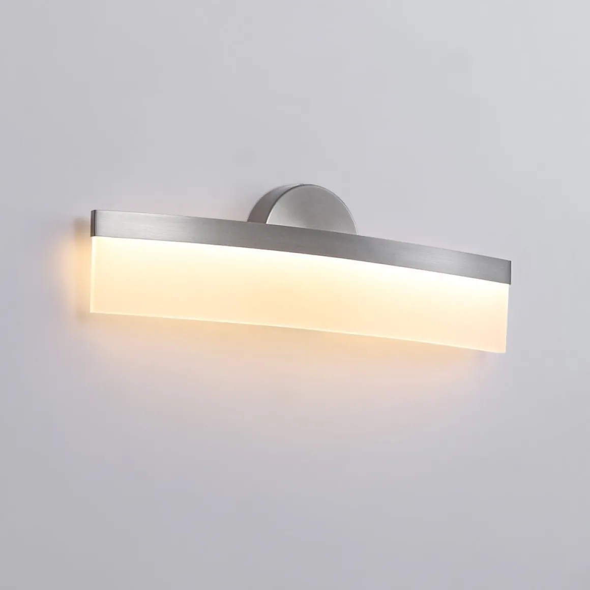 Minimalist Nickel Arched Dimmable LED Vanity Wall Light