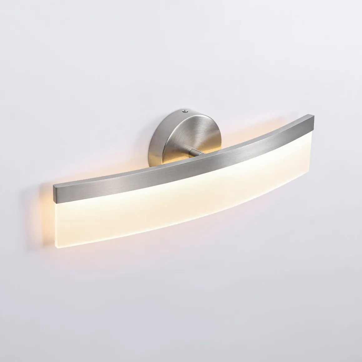 Minimalist Nickel Arched Dimmable LED Vanity Wall Light