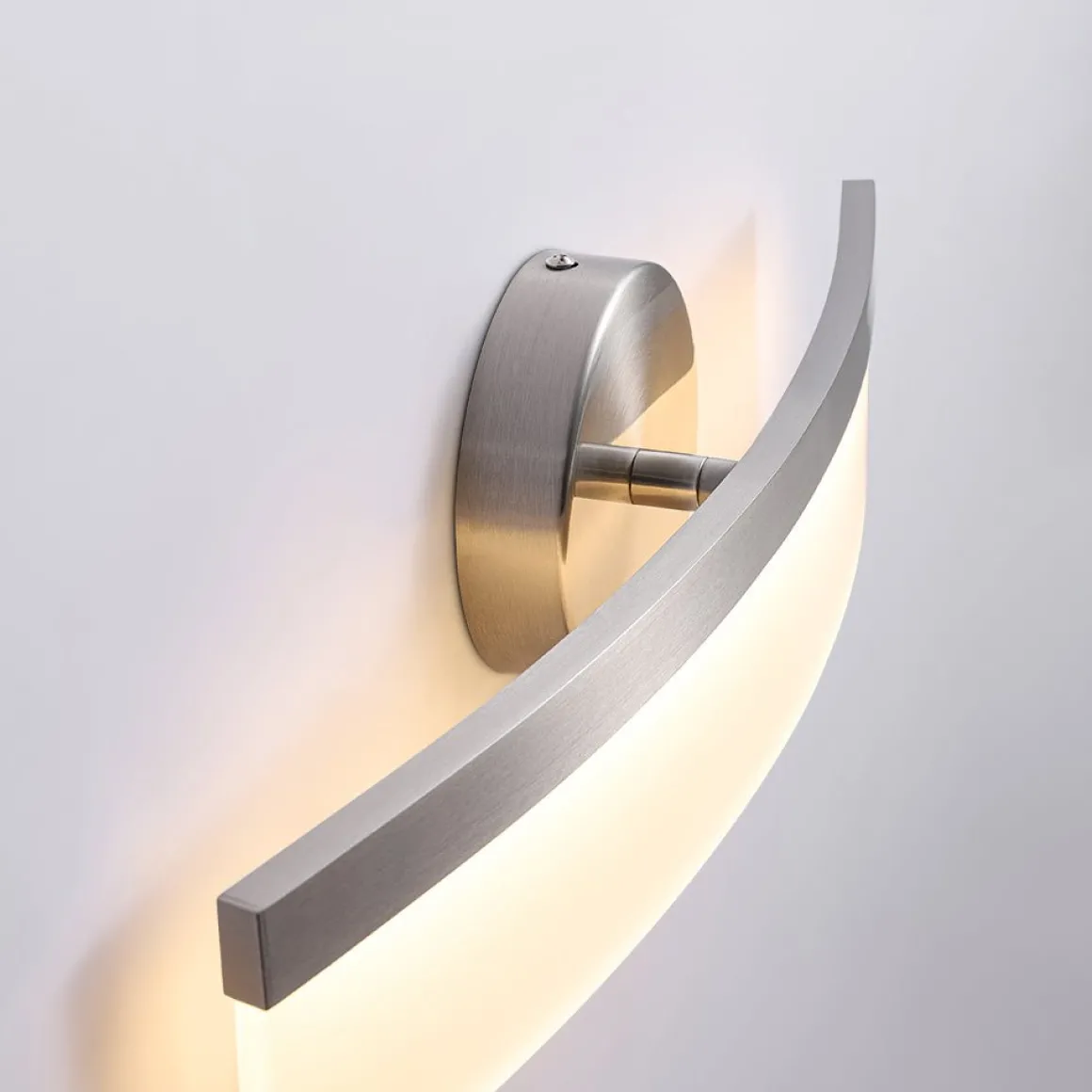 Minimalist Nickel Arched Dimmable LED Vanity Wall Light