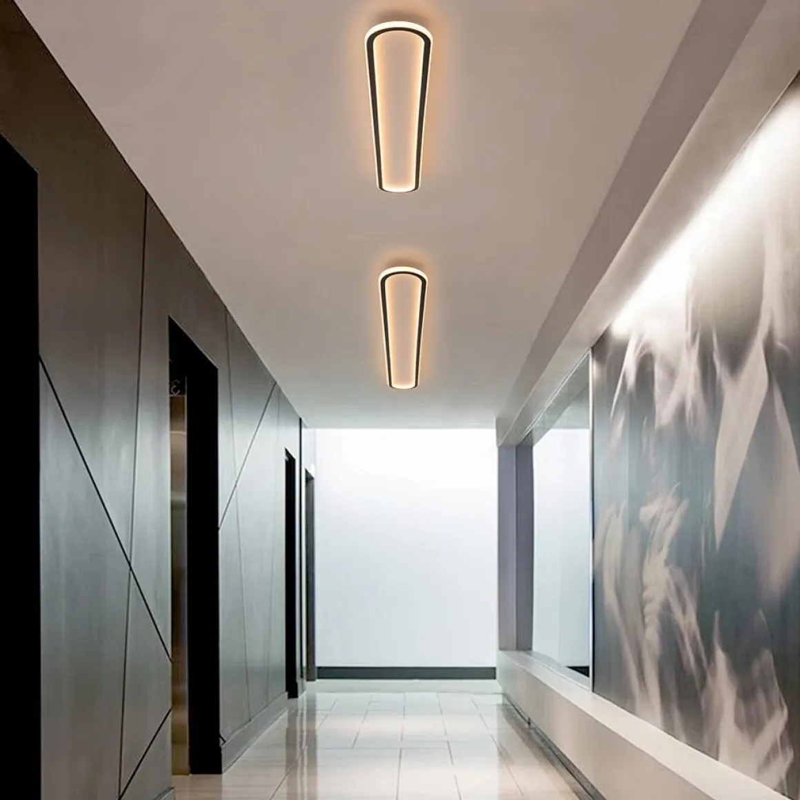 Minimalist Streamlined Oval Warm LED Ceiling Light