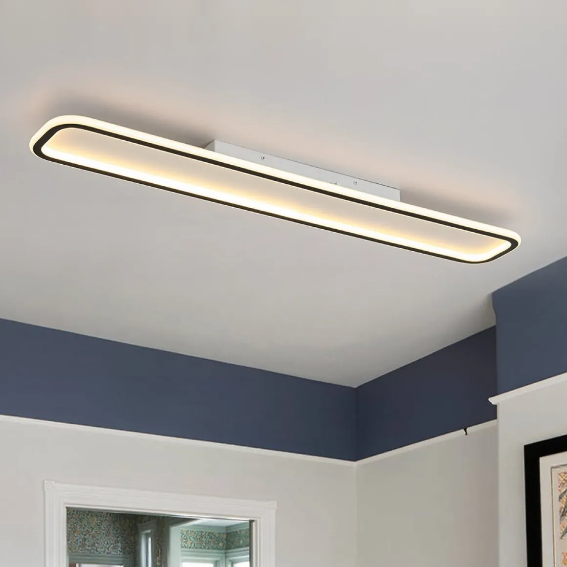 Minimalist Streamlined Rectangular Warm LED Ceiling Light