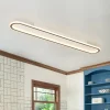 Minimalist Wood Grain Dimmable LED Oval Ring Ceiling Light