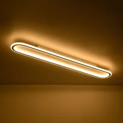 Minimalist Wood Grain Dimmable LED Oval Ring Ceiling Light