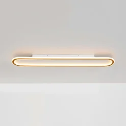Minimalist Wood Grain Dimmable LED Oval Ring Ceiling Light