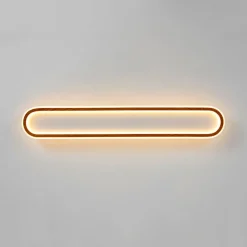 Minimalist Wood Grain Dimmable LED Oval Ring Ceiling Light