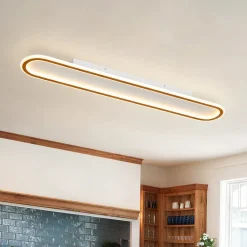 Minimalist Wood Grain Dimmable LED Oval Ring Ceiling Light