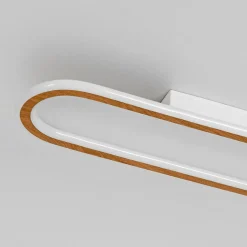 Minimalist Wood Grain Dimmable LED Oval Ring Ceiling Light