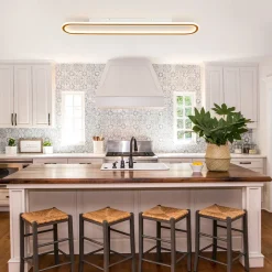 Minimalist Wood Grain Dimmable LED Oval Ring Ceiling Light