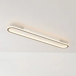 Minimalist Wood Grain Dimmable LED Oval Ring Ceiling Light