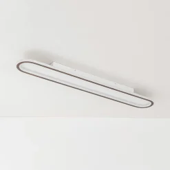 Minimalist Wood Grain Dimmable LED Oval Ring Ceiling Light