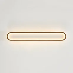 Minimalist Wood Grain Dimmable LED Oval Ring Ceiling Light