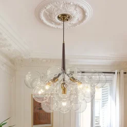 Mocha Mousse Clear Glass Globe Cluster Bubble Chandelier