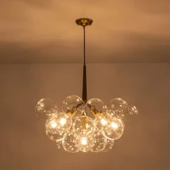 Mocha Mousse Clear Glass Globe Cluster Bubble Chandelier