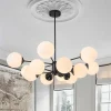 Modern Black Opal Glass Globe Sputnik Chandelier