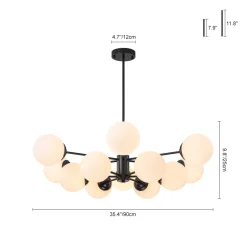 Modern Black Opal Glass Globe Sputnik Chandelier