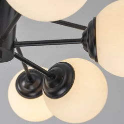 Modern Black Opal Glass Globe Sputnik Chandelier