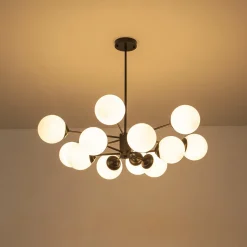Modern Black Opal Glass Globe Sputnik Chandelier
