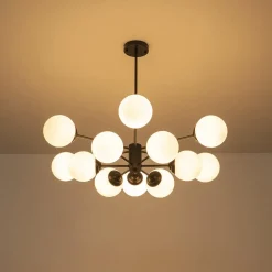 Modern Black Opal Glass Globe Sputnik Chandelier