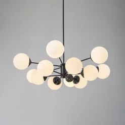 Modern Black Opal Glass Globe Sputnik Chandelier