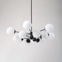 Modern Black Opal Glass Globe Sputnik Chandelier