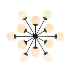 Modern Black Opal Glass Globe Sputnik Chandelier