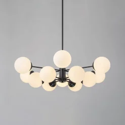 Modern Black Opal Glass Globe Sputnik Chandelier