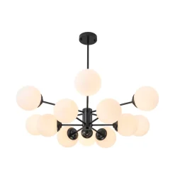 Modern Black Opal Glass Globe Sputnik Chandelier