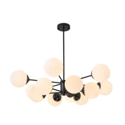 Modern Black Opal Glass Globe Sputnik Chandelier